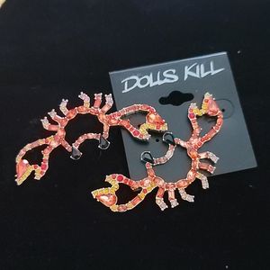 NWT Dolls Kill Crystal Crab Earrings..Gorgeous!